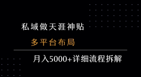 私域做天涯神贴 多平台布局 月入5k+详细流程拆解-副业宝典