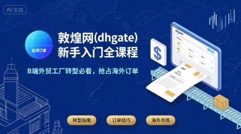 敦煌网(dhgate)新手入门全课程，B端外贸工厂转型必看，抢占海外订单-副业宝典