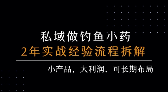 私域做钓鱼小药 每单利润3张+ 详细流程拆解-副业宝典