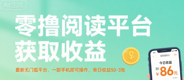 零撸阅读平台获取收益，最新无门槛平台，一部手机即可操作，单日收益50-3张【揭秘】-副业宝典