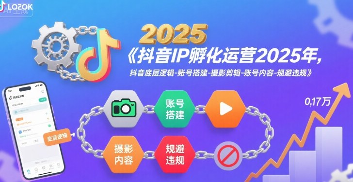 抖音IP孵化运营2025年，抖音底层逻辑-账号搭建-摄影剪辑-账号内容-规避违规-副业宝典