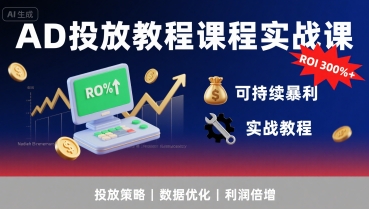 AD投放教程课程实战课，实现广告ROI300%+可持续暴利-副业宝典