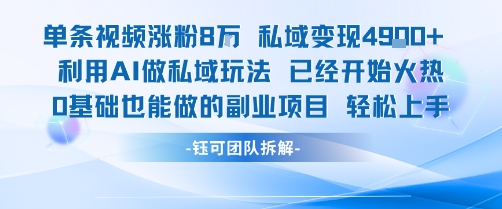 单条视频私域变现4.9k+利用AI做私域玩法 已经开始火热0基础也能做的副业项目轻松上手-副业宝典