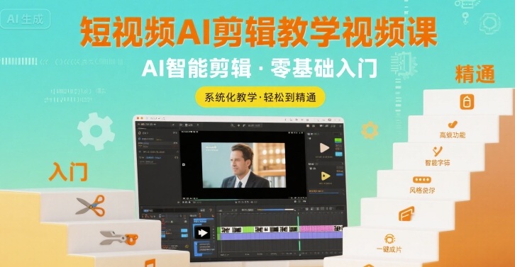 短视频AI剪辑教学视频课，入门到精通-副业宝典