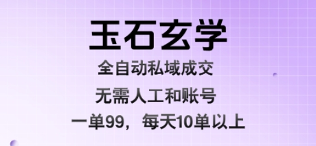 玉石玄学全自动私域成交，一单99每天十单以上，无需人工和矩阵账号，蓝海项目直接干【揭秘】-副业宝典