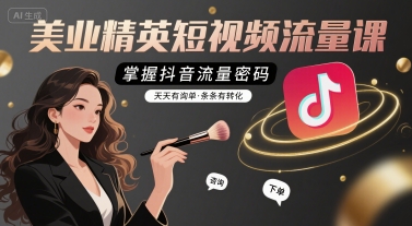美业精英短视频流量课，掌握抖音流量密码，天天有询单，条条有转化-副业宝典