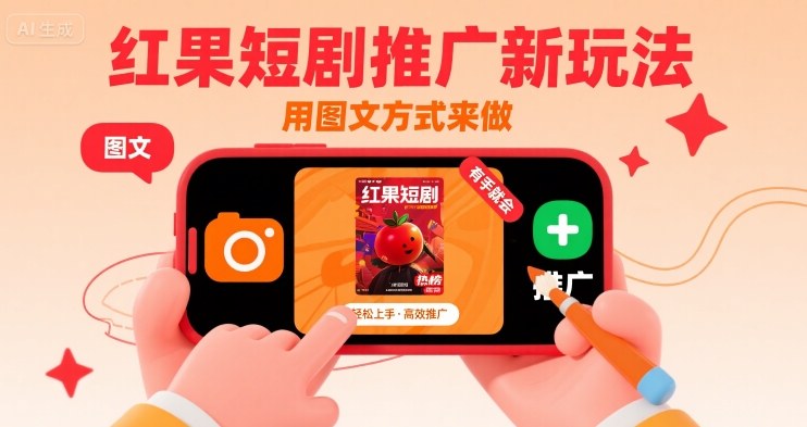 红果短剧推广新玩法，用图文方式来做，有手就会-副业宝典