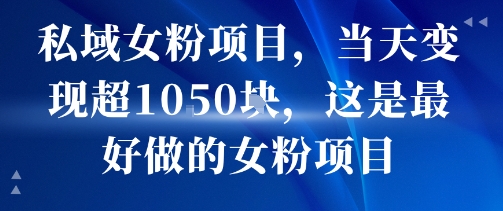 私域女粉项目，当天变现超1k，这是最好做的女粉项目，可放大操作-副业宝典