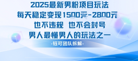 2025最新男粉项目玩法每天变现1k+也不违规也不会封号男人最懂男人的玩法-副业宝典