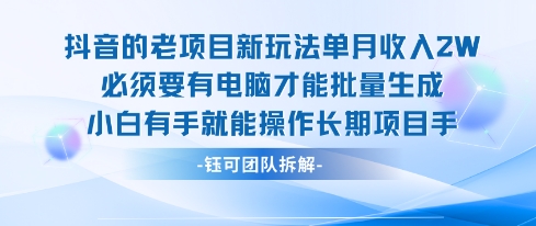 老项目新玩法单月收入2W小白有手就能操作长期项目-副业宝典