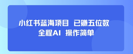 小红书蓝海项目，全程AI，操作简单，已挣五位数-副业宝典