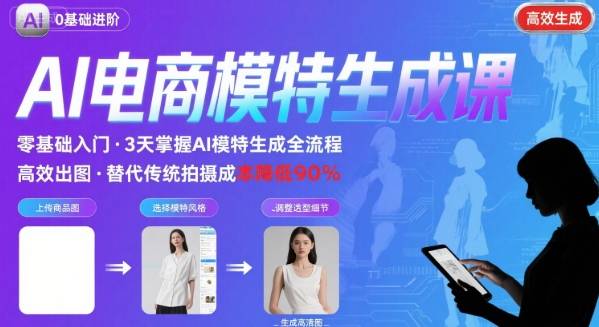 AI模特进阶课程，0基础高效生成逼真电商模特图-副业宝典