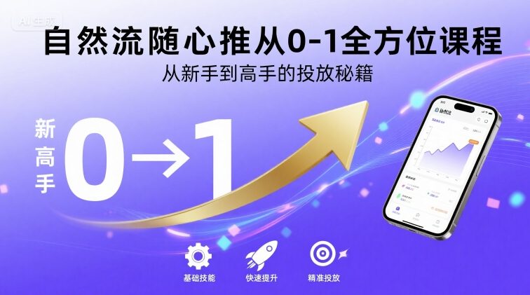 自然流随心推从0-1全方位课程，从新手到高手的投放秘籍-副业宝典