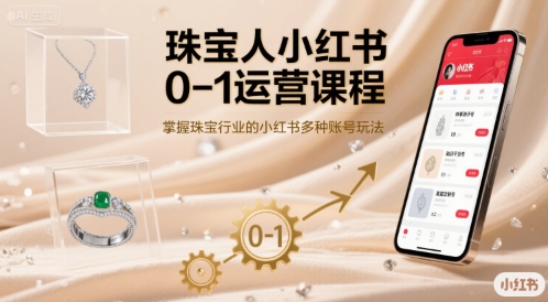 珠宝人小红书0-1运营课程，掌握珠宝行业的小红书多种账号玩法-副业宝典