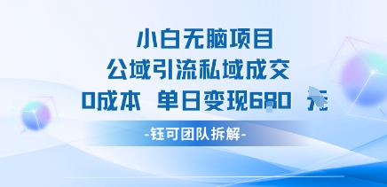 小白无脑项目公域引流私域成交0成本单日变现680米-副业宝典