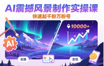 AI震撼风景制作实操课，快速起千粉万粉号-副业宝典