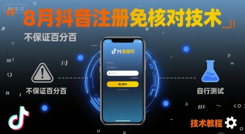 8月抖音注册免核对技术，不保证百分百，自测-副业宝典
