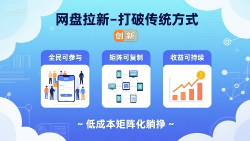 网盘拉新-打破传统方式，低成本矩阵化躺挣，全民可参与、矩阵可复制、收益可持续【揭秘】-副业宝典