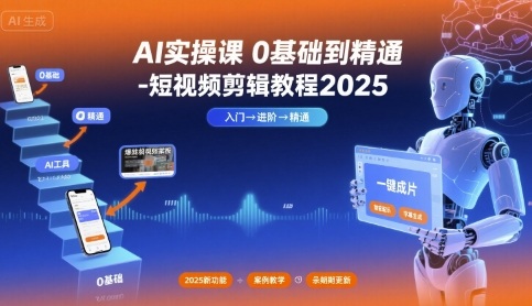 AI实操课0基础到精通-短视频剪辑教程2025-副业宝典