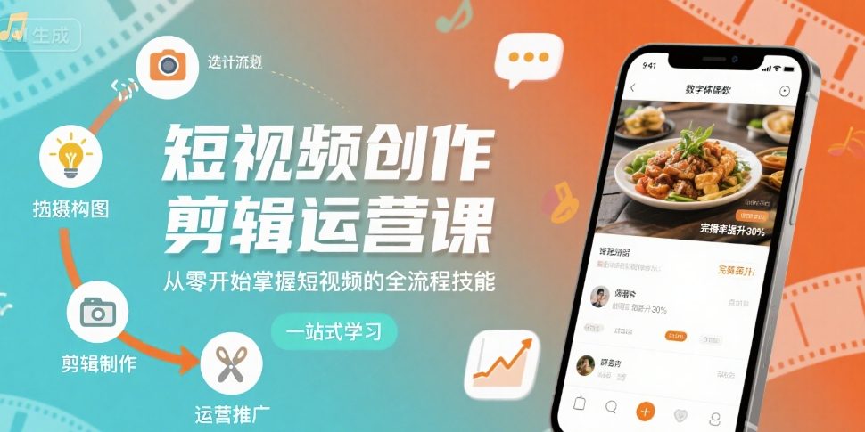 短视频创作剪辑运营课，从零开始掌握短视频的全流程技能-副业宝典