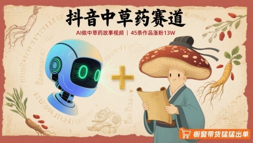 抖音中草药赛道，用AI做中草药故事视频，45条作品涨粉13W，橱窗带货猛猛出单-副业宝典