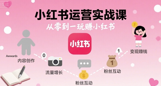 小红书运营实战课，从零到一玩賺小红书-副业宝典