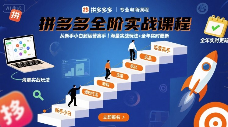 拼多多全阶实战课程，从新手小白到运营高手，海量实战玩法+全年实时更新【2025年9月更新】-副业宝典