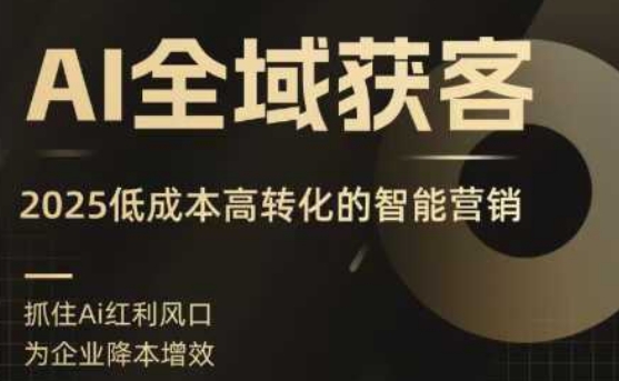 AI全域获客实训营，2025低成本高转化的智能营销，精准找客，高效营销-副业宝典