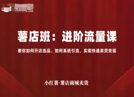 小红薯薯店商城卖货，进阶流量课，教你如何开店选品、如何系统引流，实现快速卖货变现-副业宝典