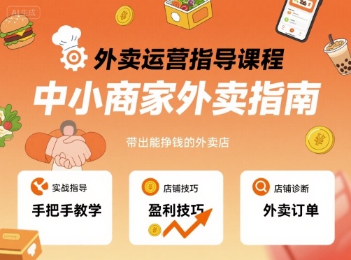 外卖运营指导课程，中小商家外卖指南，手把手带出能挣钱的外卖店-副业宝典
