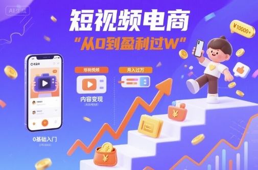 短视频电商：短视频变现从0到盈利过W-副业宝典