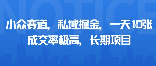 小众赛道，私域掘金，一天多张，成交率极高，长期项目-副业宝典