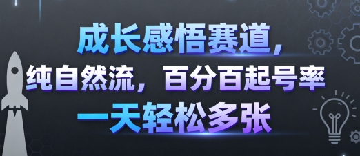 成长感悟赛道，纯自然流，百分百起号率 一天轻松多张-副业宝典