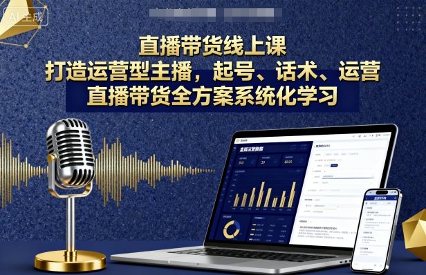 直播带货线上课，打造运营型主播，起号、话术、运营，直播带货全方案系统化学习-副业宝典