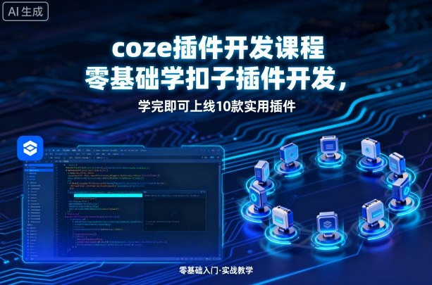 coze插件开发课程，零基础学扣子插件开发，学完即可上线10款实用插件-副业宝典