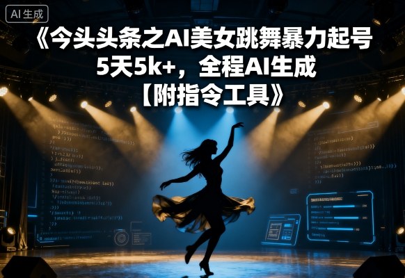 今日头条之AI美女跳舞暴力起号，5天1k+，全程AI生成【附指令工具】-副业宝典