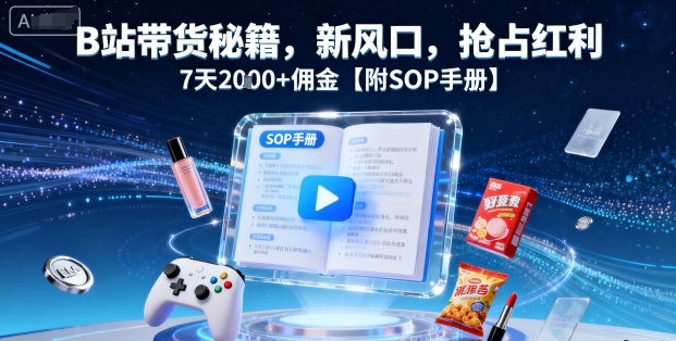 B站带货秘籍，新风口，抢占红利，7天2k+佣金【附SOP手册】-副业宝典