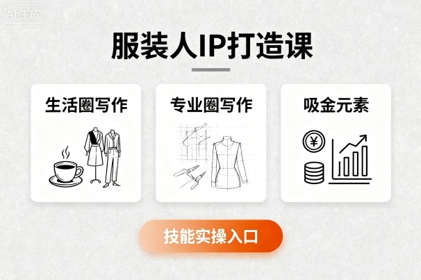 服装人IP打造课，文案创富+生活圈写作+专业圈写作+服装人专属+吸金元素+技能实操-副业宝典