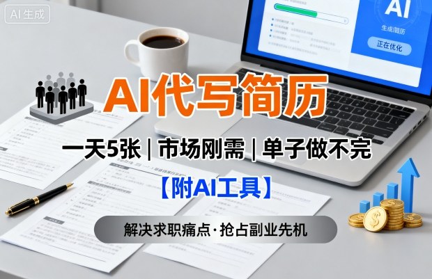 AI代写简历，一天5张，今年找工作难，市场刚需，单子做不完【附AI工具】-副业宝典