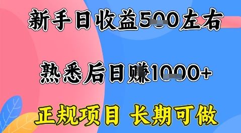 全年可变现项目，收益高无门槛，正规项目，长期可做，一天收益1k+一台电脑在家创业【揭秘】-副业宝典