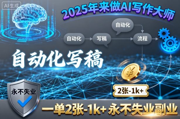 2025年来做AI写作大师，自动化写稿，一单2张-1k+，永不失业副业-副业宝典