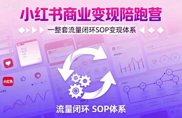 小红书商业变现陪跑营，轻IP矩阵 私域获客 聚光投流，一整套流量闭环SOP变现体系-副业宝典