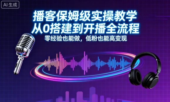 播客保姆级实操教学，从0搭建到开播全流程，零经验也能做，低粉也能高变现-副业宝典