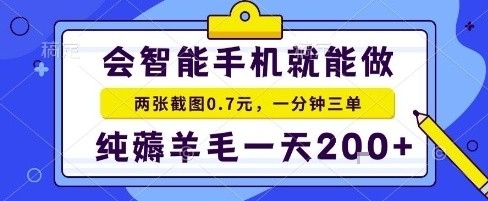 手机项目，二十秒一单，纯薅羊毛一天2张+做就有【揭秘】-副业宝典