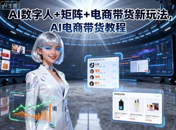 AI数字人+矩阵+电商带货新玩法，AI电商带货教程-副业宝典
