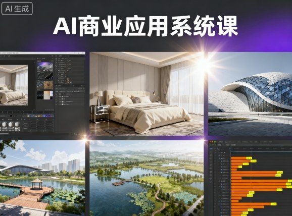 AI商业应用系统课，室内-软装-建筑-景观，智能设计+效果图+动画画实战-副业宝典