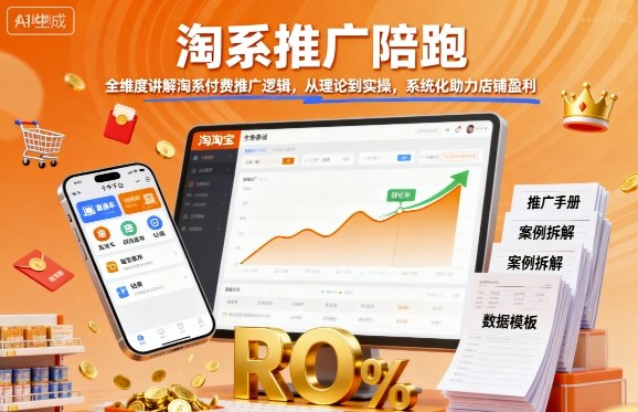淘系推广陪跑，全维度讲解淘系付费推广逻辑，从理论到实操，系统化助力店铺盈利-副业宝典
