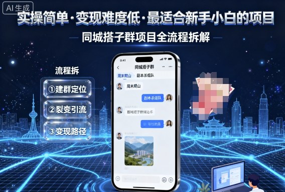 实操简单，变现难度低，最适合新手小白做的项目，每天轻松收入3张，同城搭子群项目全流程拆解-副业宝典