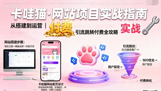 卡哇猫·网站项目，网站搭建与运营以及引流跳转付费-副业宝典