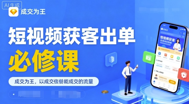 短视频获客出单必修课，成交为王，以成交为导向，直接做能成交的流量-副业宝典